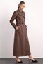 Gabardine Suede Trench Coat with Handkerchief Collar Embroidery Detail, Light Brown 6941 - 4