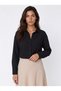 Black Oversized Muslin Basic Shirt, with Pockets - 2