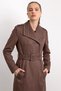 Gabardine Suede Trench Coat with Handkerchief Collar Embroidery Detail, Light Brown 6941 - 3