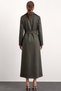 Gabardine Suede Trench Coat with Handkerchief Collar Detail Embroidery GREEN 6941 - 6
