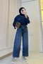 Premium Barrel-Cut Beltless Jeans - Dark Blue - 2