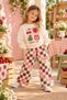 Girls' Fruit-Printed Sweatshirt and Cherry-Patterned Checked Wide-Leg Pants 2-Piece Set