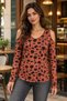Women's Off-Shoulder, Long-Sleeved, V-Neck Patterned Single Jersey Blouse - New Season: A Feminine Touch and Unique Elegance - 3