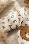 Bibo Teddy Bear Embroidered Letter-Printed Hooded Cardigan and Blue Pants 3-Piece Cotton Baby Set - 4