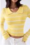 Yellow - Women's Peter Pan Collar Knit Sweater - 4