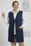 Women's Plus Size Transitional Ecrin Knit Fabric Long Maternity Vest, Relaxed Fit (95 cm), with Rhinestone Embellishments, Wide at the Hips—Vest with British-Style Buttons