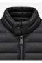 Black Men’s Mock Neck Knit-Sleeve Quilted Jacket - 3