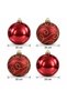Set of 4 Large 10 cm Christmas Tree Ornaments: Decorative Balls with Shiny and Glittery Patterns - 2
