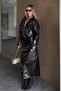 Black Shiny Leather Jacket and Skirt Set - 1151 - 3