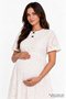 Crew Neck, Fisto-Embroidered Midi Maternity Dress - 3