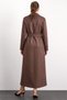 Gabardine Suede Trench Coat with Handkerchief Collar Embroidery Detail, Light Brown 6941 - 5