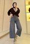 Premium Barrel-Cut Beltless Jeans - Gray - 8
