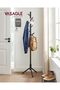 Standing Coat Rack, Solid Wood Coat Rack, Tree-Shaped Coat Rack with 8 Hooks, 3 Height Options, for - 2