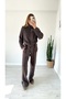 Mock Neck, Belted Knit Cardigan and Pants Set - 074 - 3