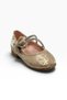 7050-27 Glittery, Mirrored, Leather, Rhinestone-Embellished, Double-Strap Girls' Ballet Flats, Sizes 21–25