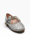 7050-27 Glittery, Mirrored, Leather, Rhinestone-Embellished, Double-Strap Girls' Ballet Flats, Sizes 21–25