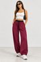 Women's Wide-Leg Sweatpants with Contrast Piping, Elastic Waistband, Adjustable Hem, and Pockets—Relaxed Fit