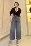Premium Barrel-Cut Beltless Jeans - Gray