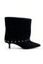 Rocio Black Nubuck Women's Loose-Fit Ankle Boots with Metal Accents - 3