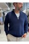 Navy Blue Half-Zip Knit Sweatshirt MRK-1902 - 4