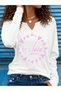 Printed Cotton-Stretch Fabric Half-V-Neck Long-Sleeve Blouse