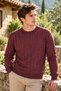 Men’s Crew-Neck Sweater with Braided Details, Burgundy