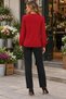 Women's Long-Sleeved Crew Neck Viscose Blouse with Lace Collar Detail - New Season: Romantic Elegance and Timeless Chic - 4