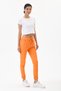 Women's Orange Drawstring Waist, Lace-Up, Stretch Fabric Flat Pants, Sizes 38–44 - 3