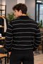Men’s Polo Collar Zipper Knit Sweater – Long-Sleeve Winter Casual Sweater – White, Black, Burgundy, Brown - 2