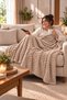 Sofa Cover / TV Blanket, Beige Mira, 100% Cotton, 180x220 cm - 2