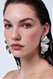 Women's Lacquer Coated Butterfly Wing Appearance Studded Model Earrings - 4