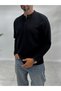 Black Buttoned, Corded Fabric, Slim-Fit Sweatshirt MRK-2872