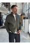 Khaki-Collar Zipper Oversized Sweatshirt PM-109 - 3