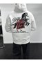 White Humble Embroidered Hooded Sweatshirt TW-7070