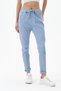 Women's Blue Italian-Style Drawstring Waist Lace-Up Stretch Fabric Straight-Leg Pants, Sizes 38–44 - 2