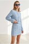 Women's Baby Blue Skirt and Jacket Set with Button Details TKM-19000316 - 5