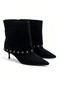 Rocio Black Nubuck Women's Loose-Fit Ankle Boots with Metal Accents