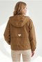 Women's Camel Hooded Short Trench Coat with Ruffle Detail TRC-00000018 - 2