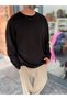 Black Oversized Sweatshirt with a Collar MRK-2617 - 5