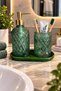 3-Piece || ASEL Bathroom Set with Liquid Soap Dispenser and Toothbrush Holder || GREEN || GREEN BASE || Decorative Bathroom Accessory, Bathroom Organizer, Home & Hotel, Premium Glass Bathroom Organizer, Glass Home Decor, Luxury Bathroom - 2