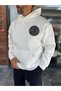 White Back-Printed Hooded Sweatshirt with Clock Design SW-5254 - 7
