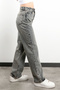 Women's Straight-Leg Jeans, 100% Cotton, Dye-Dyed Gray, Straight-Leg, High-Waisted - JB591-2516 - 2