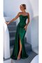 Women's slit long satin dress - 2