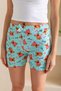 Women's Patterned Shorts with Elastic Waistband, Light Blue - 2027 - 7