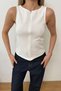 Women's Sleeveless Bodysuit with Crew Neck and Zip Detail, White - 5057 - 2