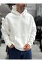 White Basic Oversized Hooded Sweatshirt PM-101 - 2