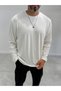 White Collar Stitched Basic Sweatshirt MRK-2869 - 4