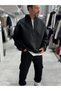 Black Half-Zip Panda Print Sweatshirt HM- - 4