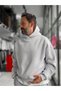 Light Gray Hooded Sweatshirt with Striped Detail by HM - 4