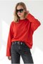 Women's Red Crew Neck Sweatshirt with Spanish Sleeves SWT-19000827 - 4